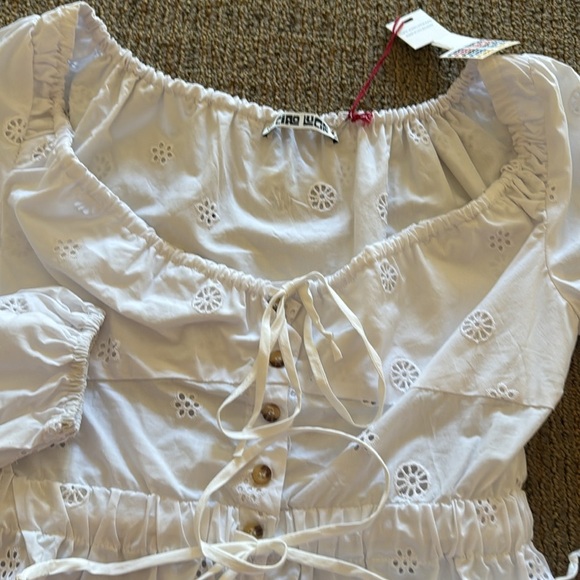 Ciao Lucia Olympia Top NWT in white NEW Sz XS eyelet 100% cotton blouse peplum - Picture 6 of 10